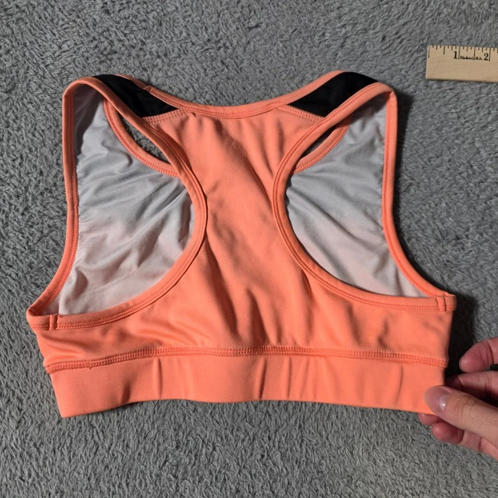 Adidas Girls L 14 Sports Bra Coral Black Racerback Athletic Mesh Trim Logo